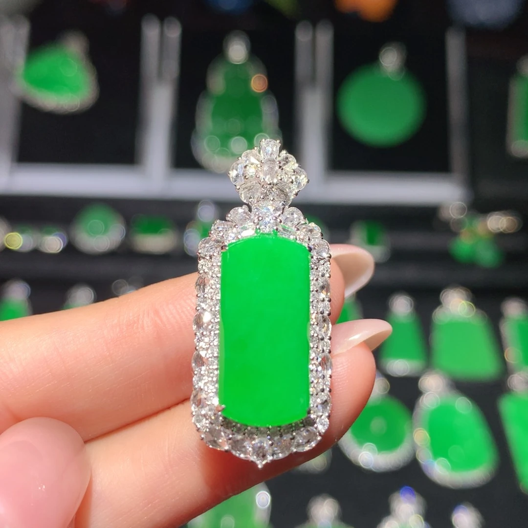 翡翠18K金镶嵌吊坠(不含链)翡翠