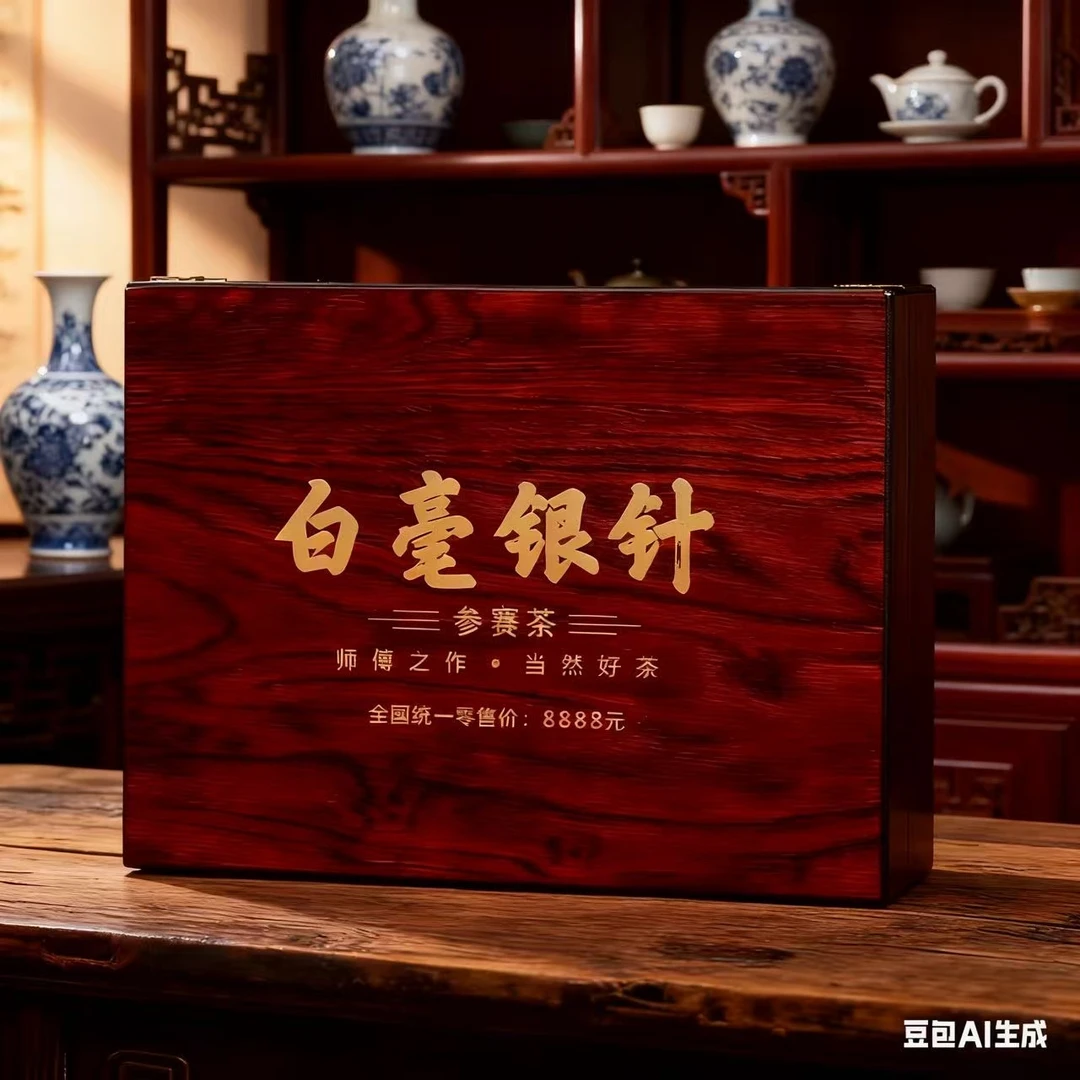 商-【参赛茶】高档黑檀木礼盒白毫银针250克茶叶礼盒装过年送礼