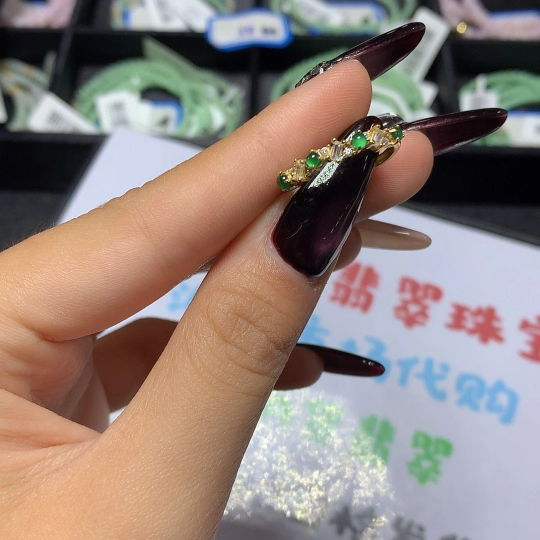 翡翠戒指银S925镶嵌天然a货翡翠