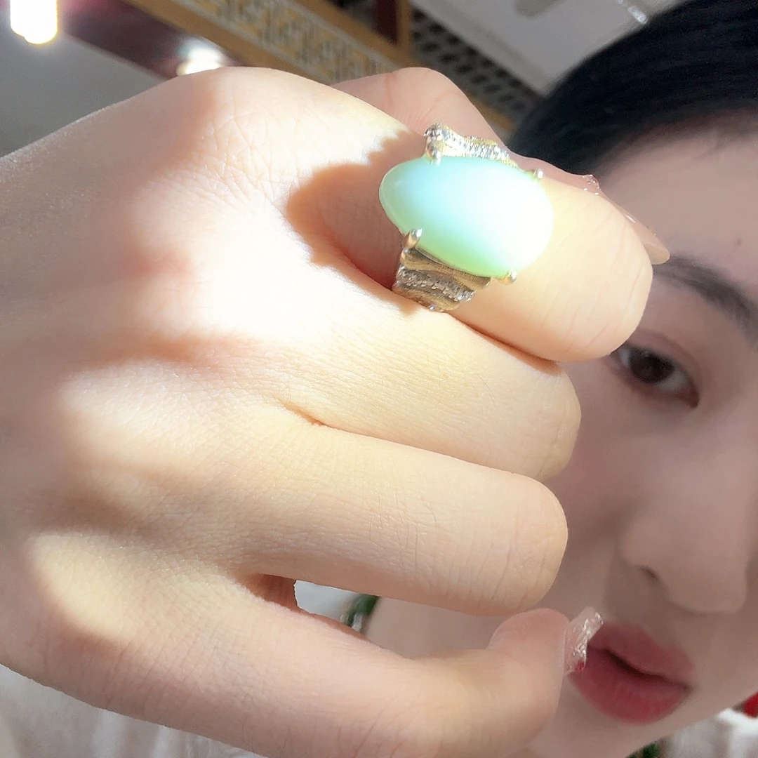 和田玉银S925镶嵌戒指
