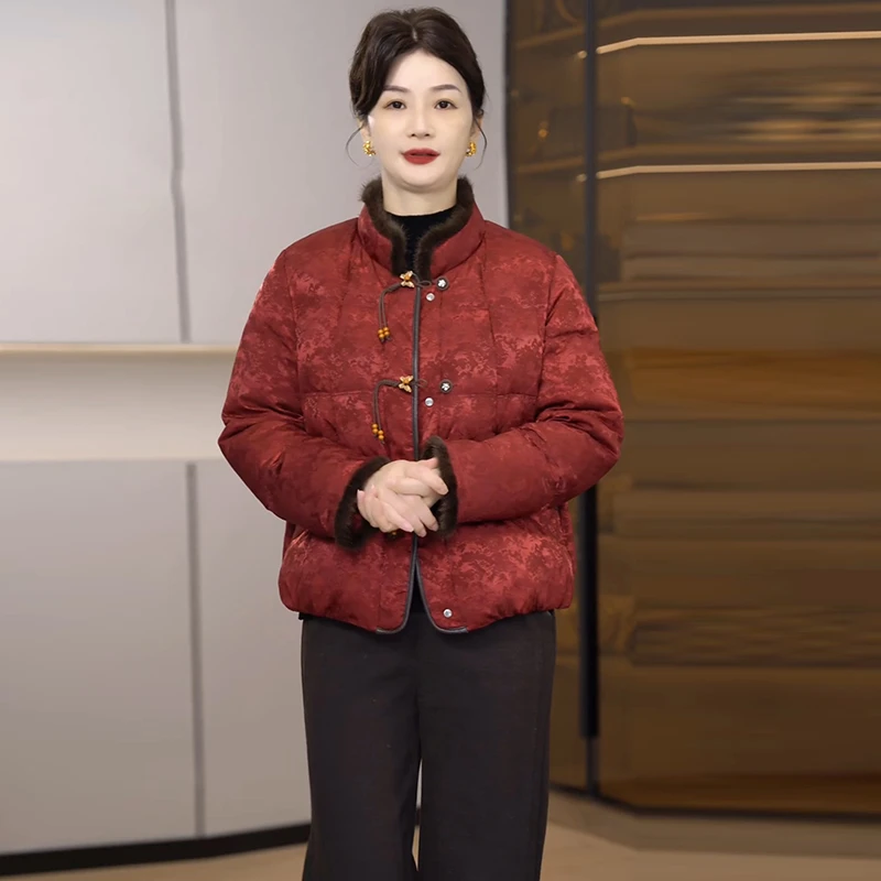 2025冬季新中式国风羽绒服棉服中老年妈妈装立领时尚显瘦保暖外套