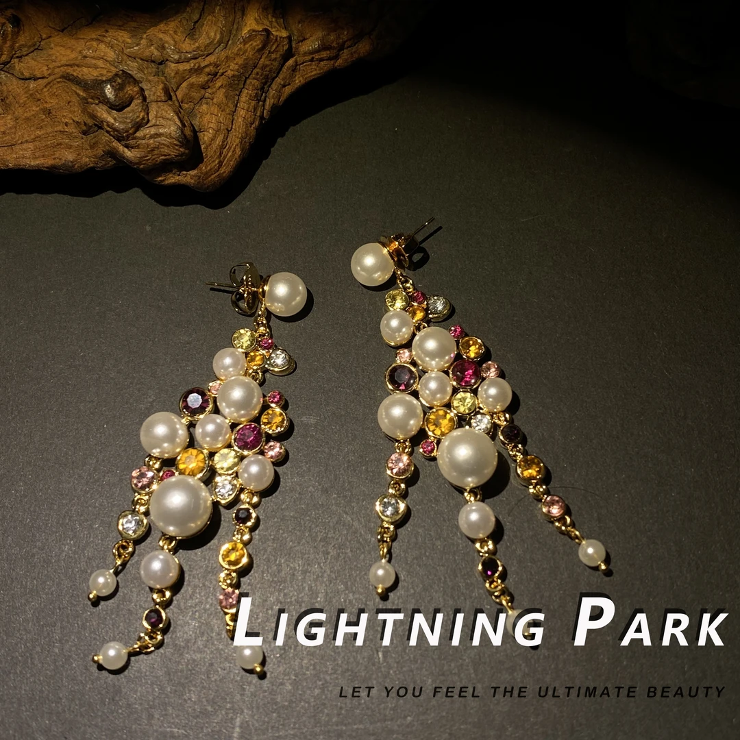 黄铜仿珍珠耳饰 【小众轻奢】用心在做耳饰 宫殿重工流苏耳饰2164