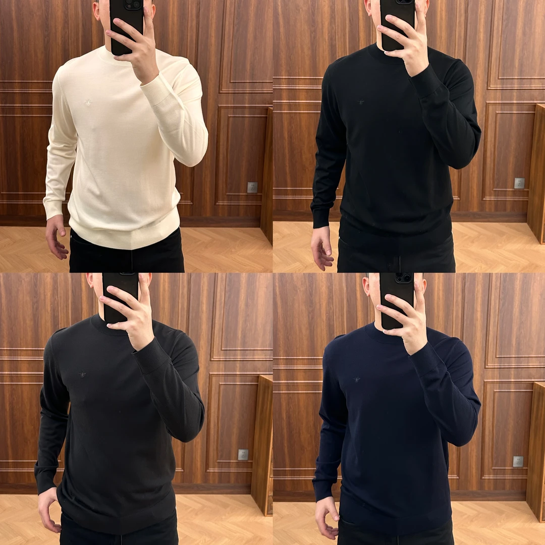 冬季SK542男士「刺绣款」进口羊毛16针双股圆领针织衫