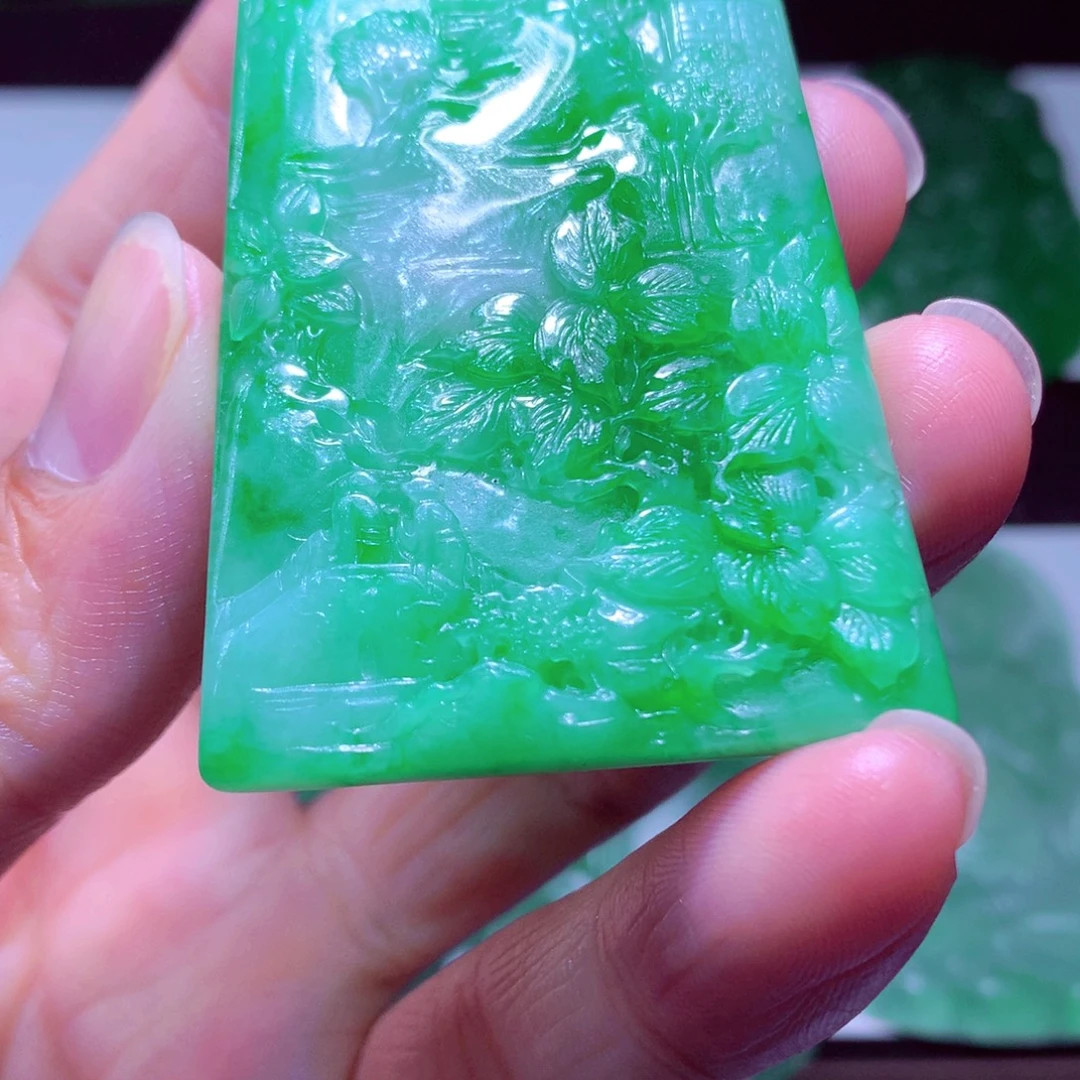 清****定制翡翠未镶嵌天然缅甸翡翠A货毛货挂件