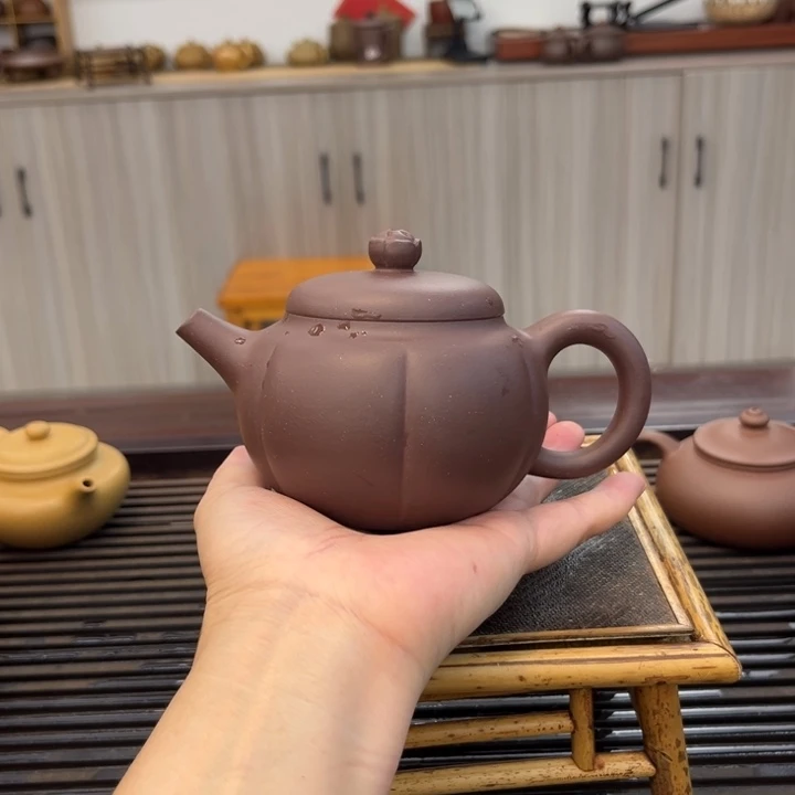 茶壶紫砂柿圆手工制作280 CC