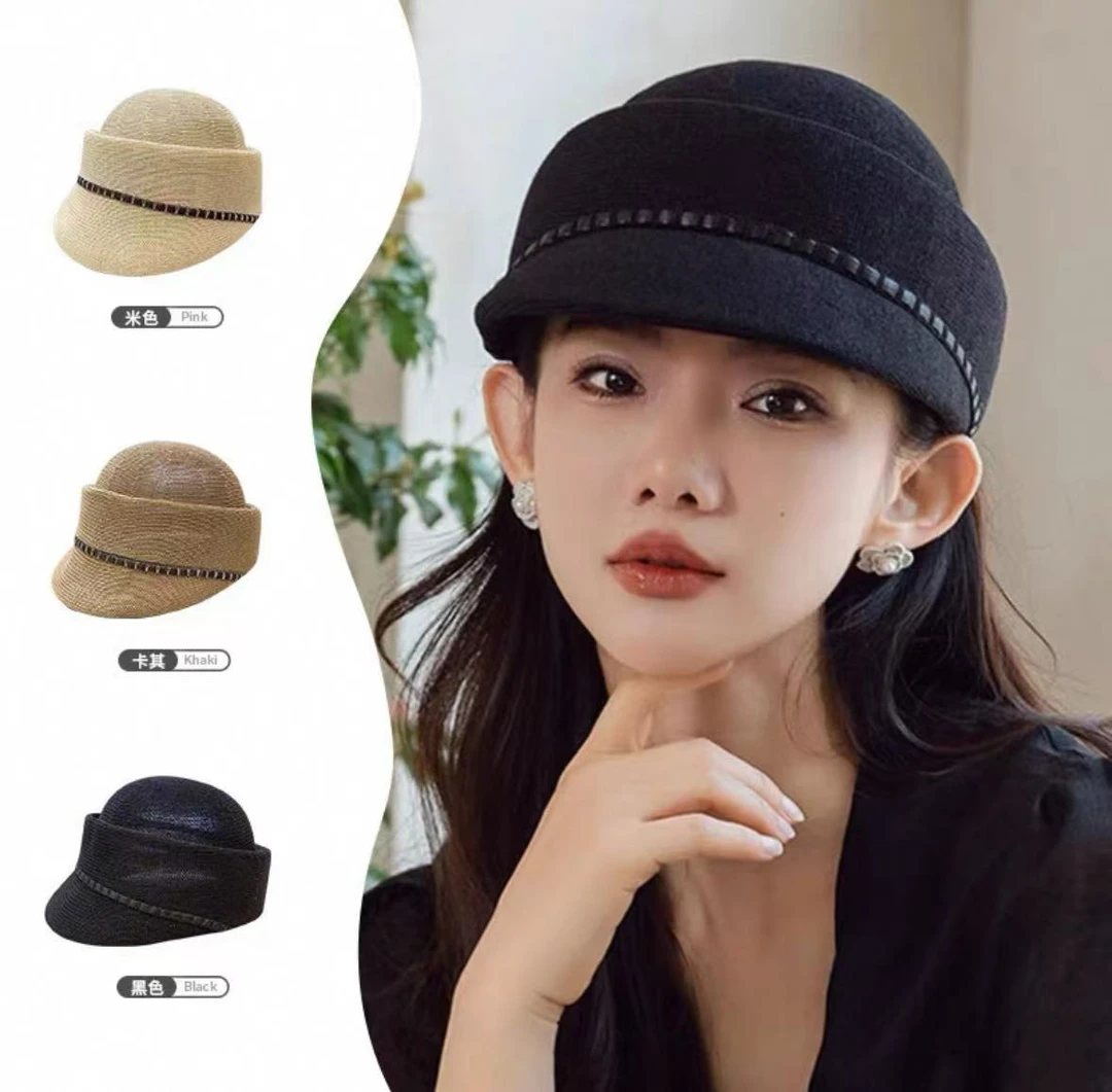 372号 春夏韩版网红皮带时尚女士百搭镂空马术帽