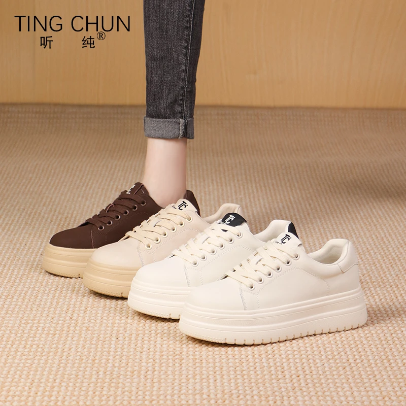 听纯1513低帮新款2025春秋小白鞋软底休闲鞋百搭复古真皮时尚女鞋