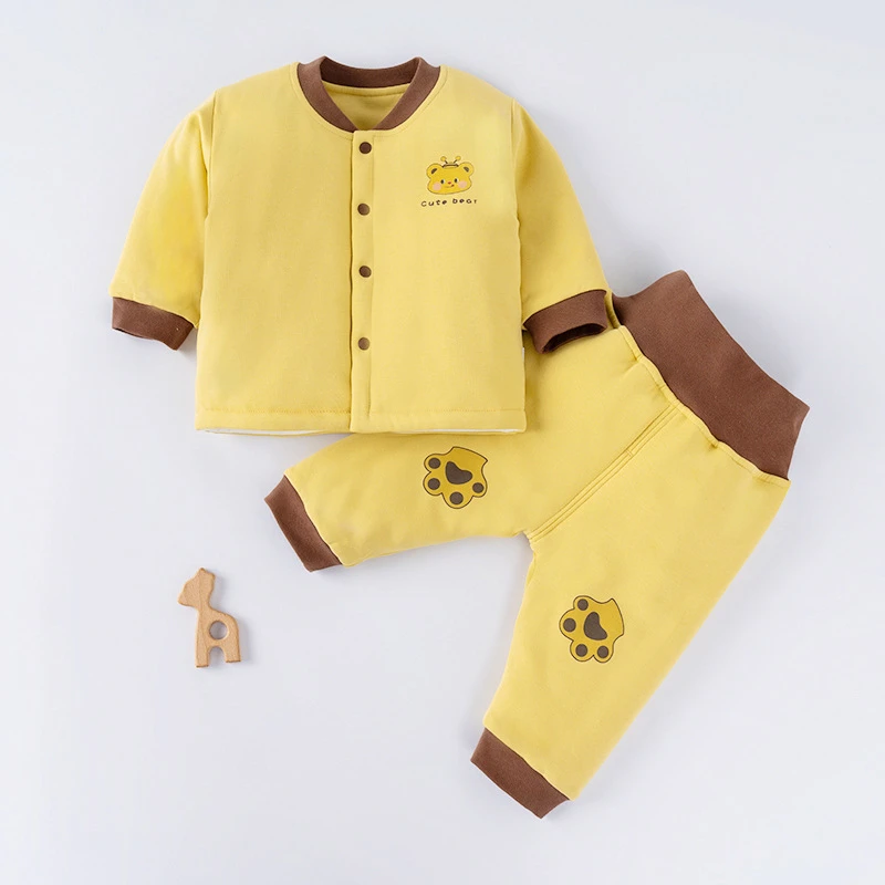 婴儿秋衣套装秋冬季140克水洗棉儿童分体男宝宝保暖内衣秋裤夹棉