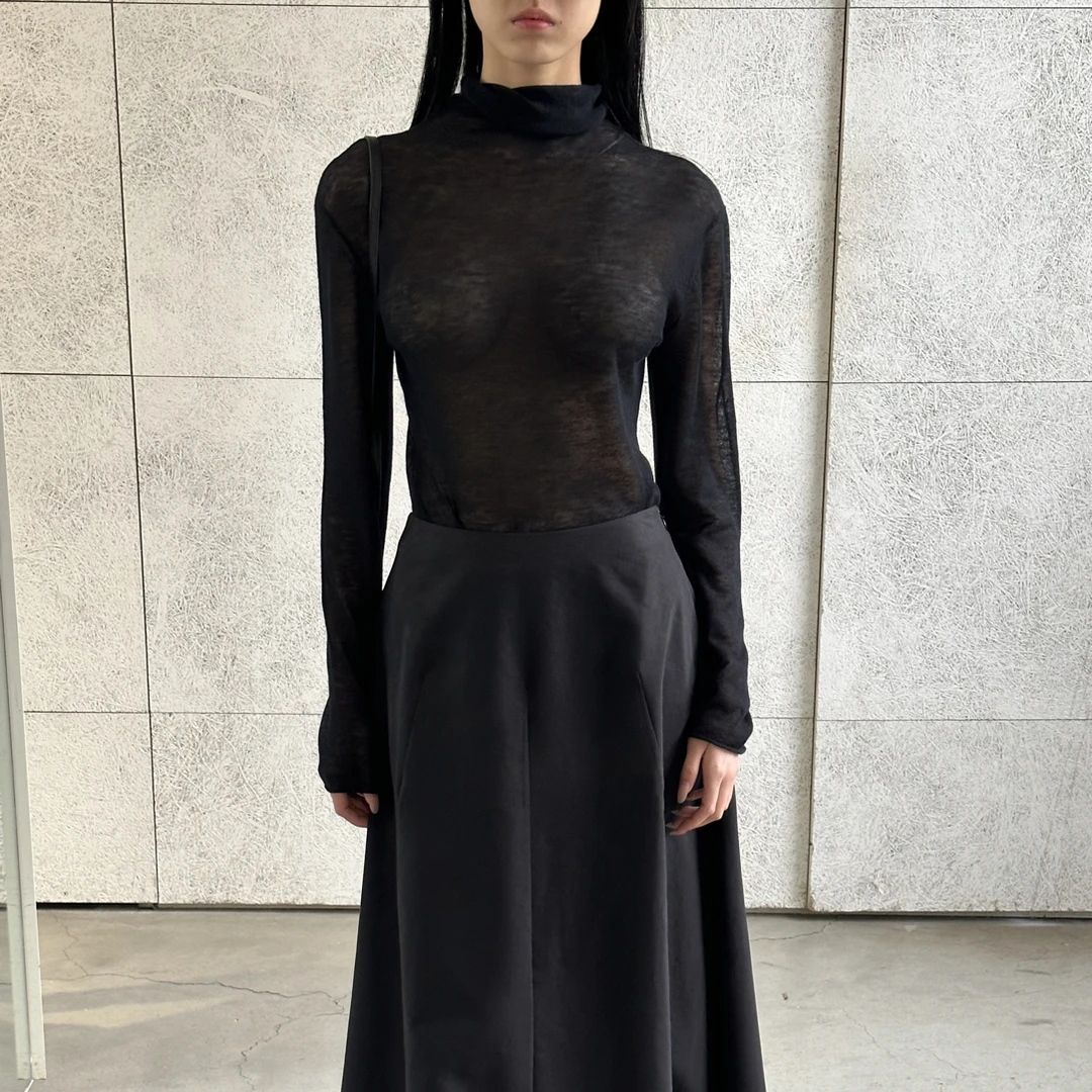 SANSTORE RUOHAN 黑色水溶羊 绒针织高领上衣 25秋冬