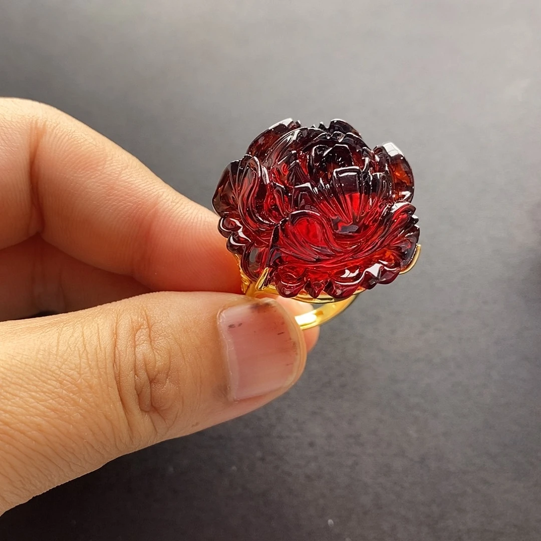 琥珀未镶嵌裸石戒指