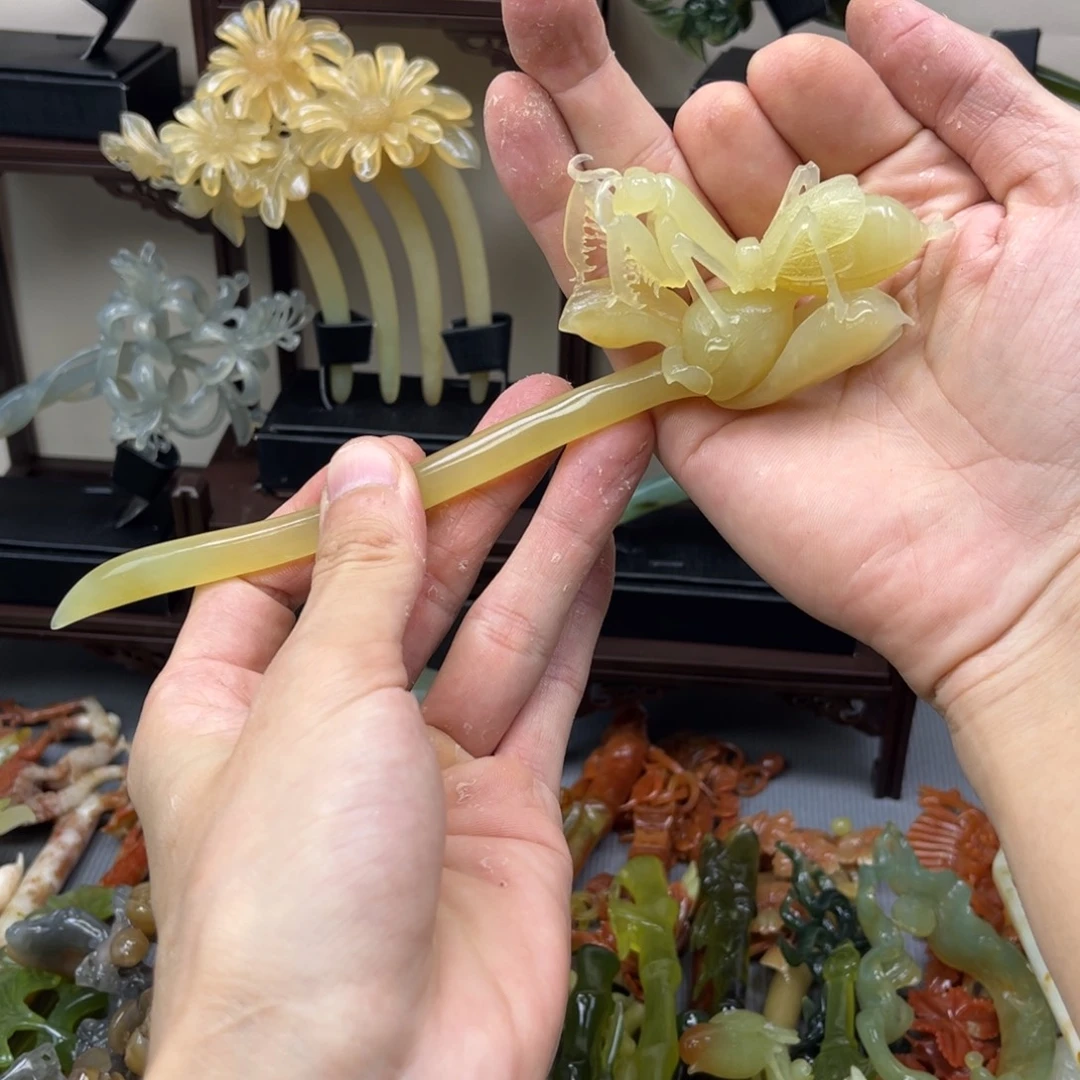 蛇纹石玉合金发饰