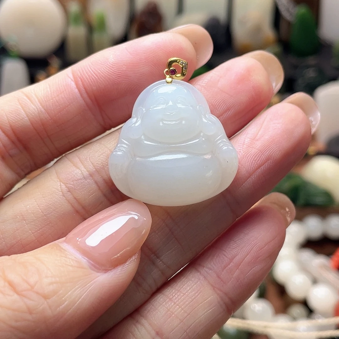 和田玉18K金镶嵌颈饰