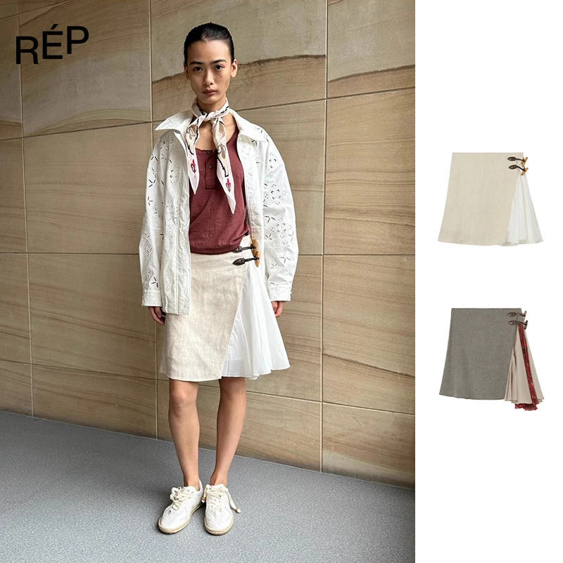 REP-COTEMP设计师牛角扣拼接百褶裙 25SS 女装买手店