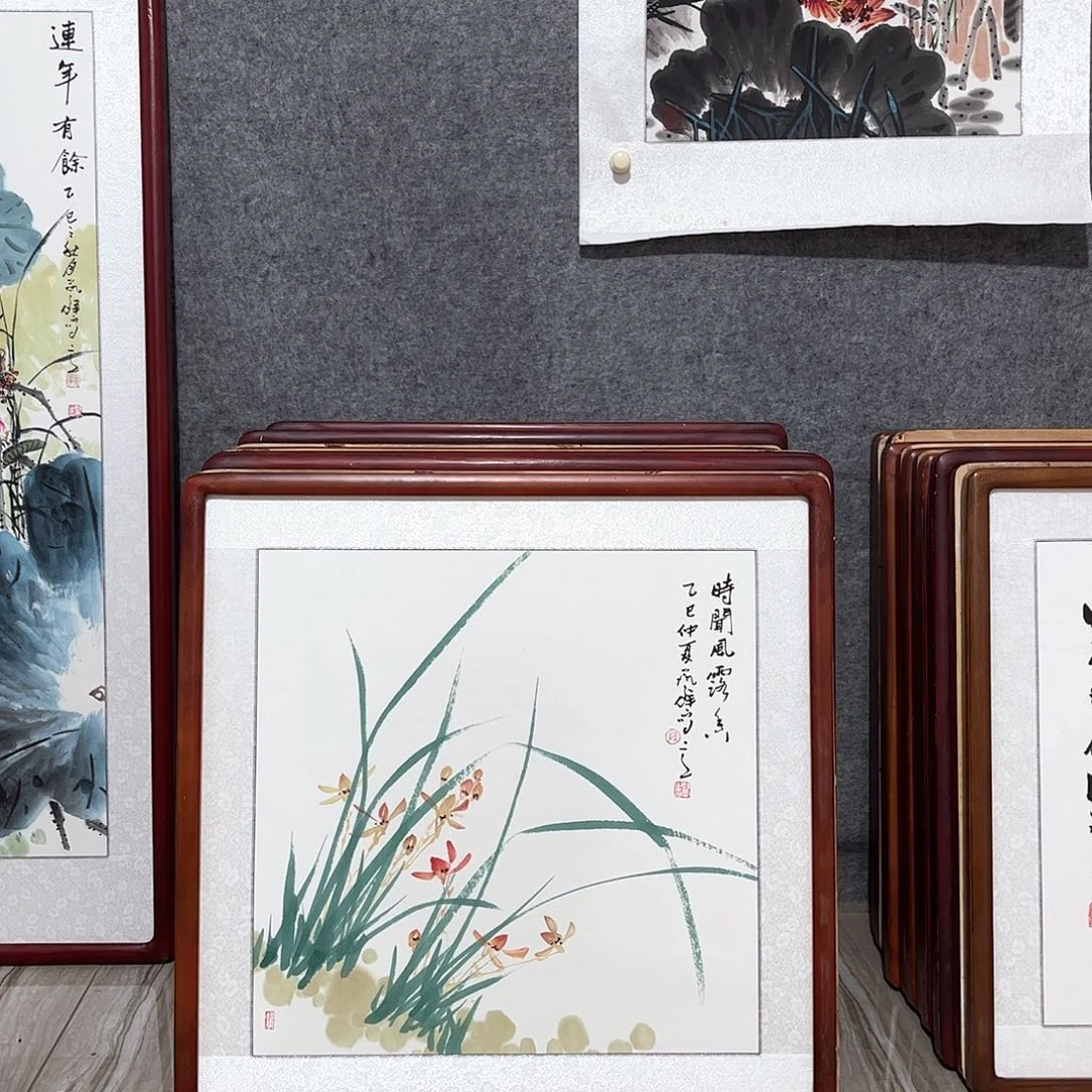 国画书画作品带框63×63