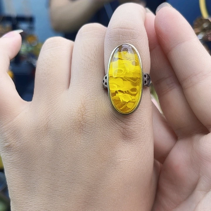 银S925镶嵌琥珀裸石