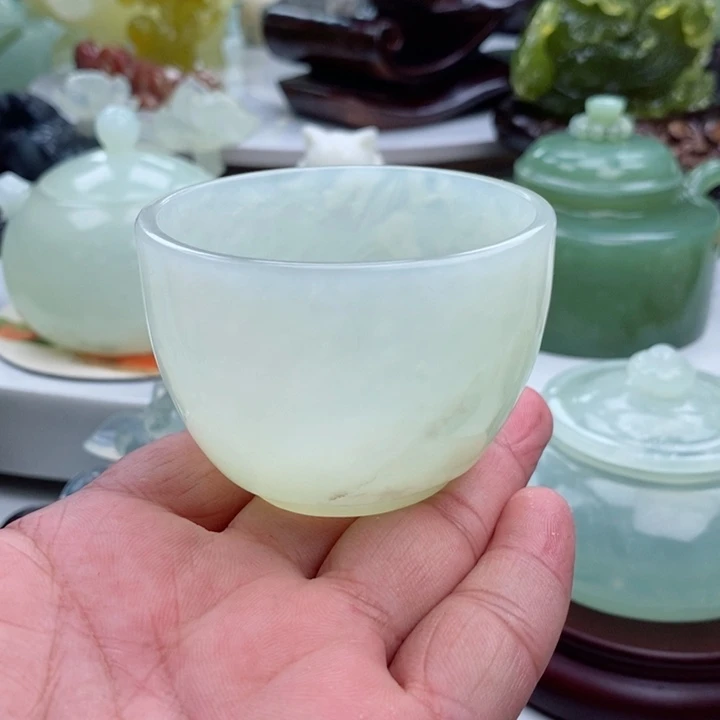 岫玉四大名玉杯60cc未镶嵌