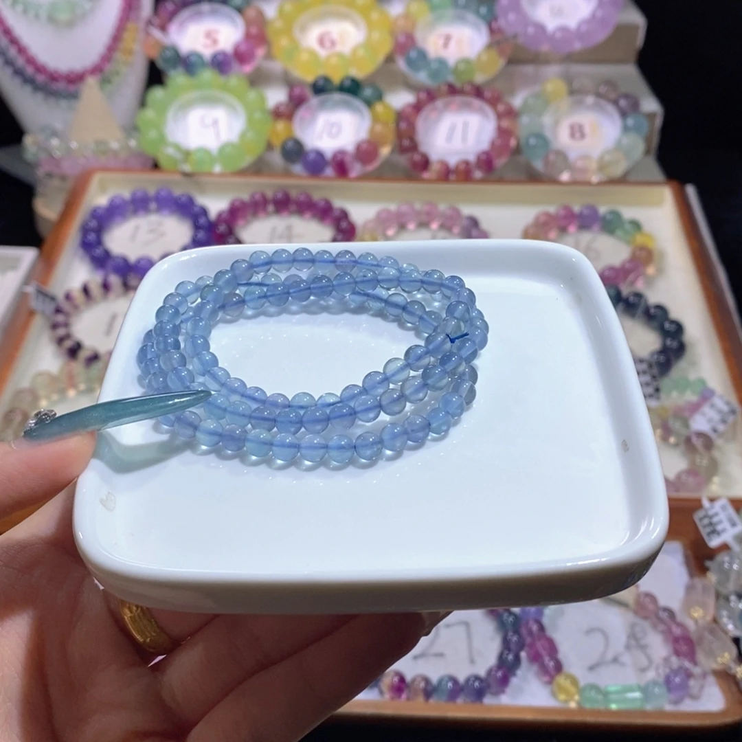 未镶嵌萤石手链湛蓝三圈
