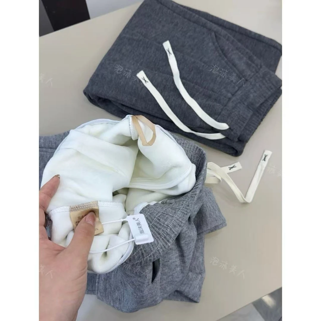 【加绒糯米裤】遮肉!柔软! 软软糯米裤春秋宽松垂感直筒裤长裤系带。