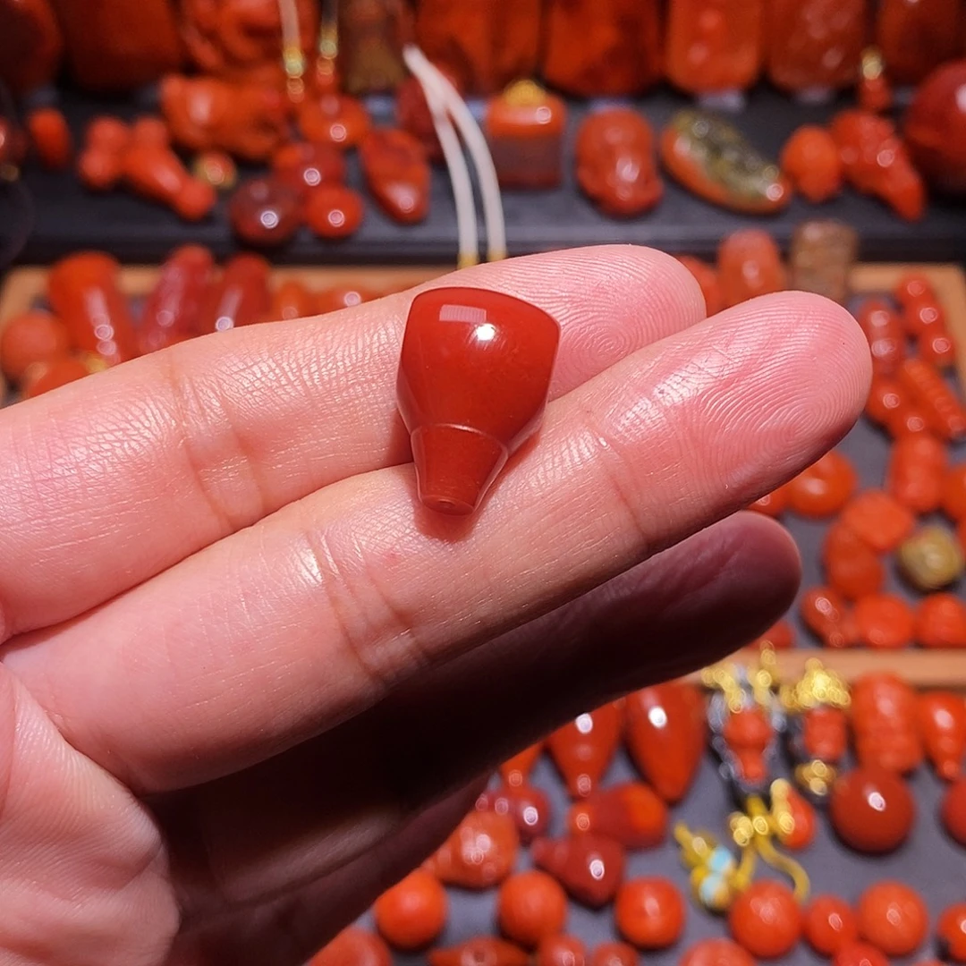 地***豆南红玛瑙未镶嵌三通12.7