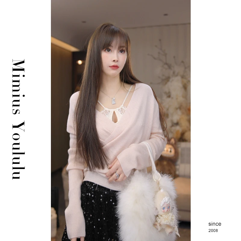 【mimius】&喵喵 纯欲蕾丝收腰针织衫+内搭汉服()WF12135