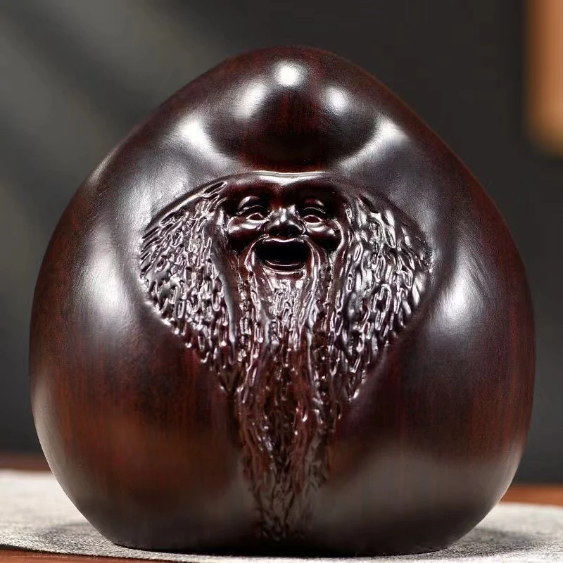 8公分黑檀木寿桃木雕摆件