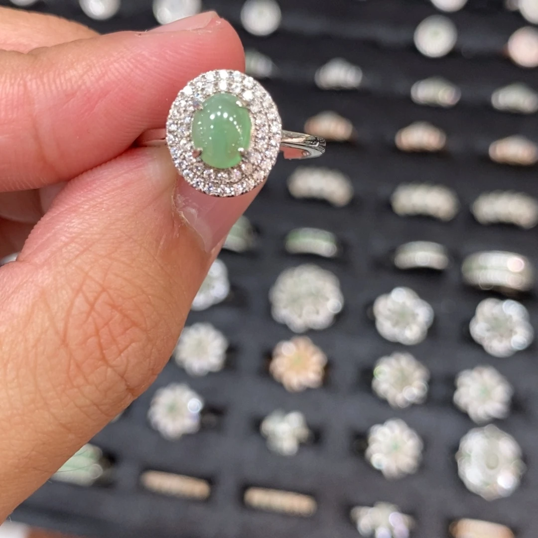 翡翠银S925镶嵌戒指