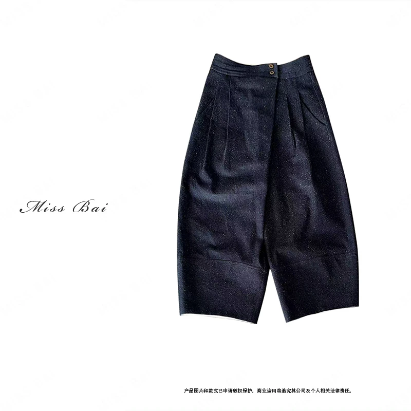 YIWEN-【春不寒】百搭显瘦设计师款松紧腰阔腿裤KZ4549