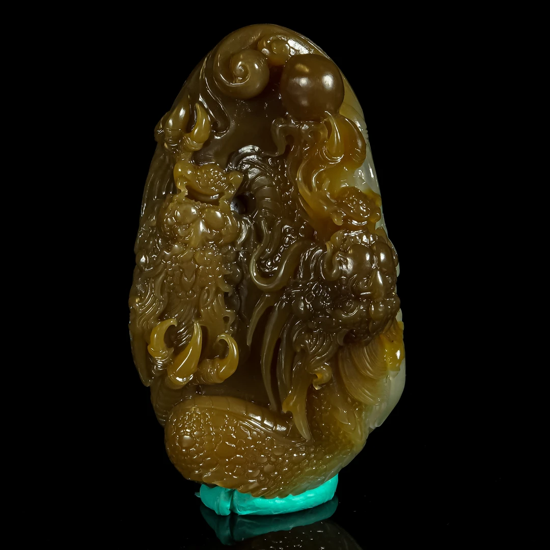 LOT.018和田玉双龙纹手把件/X1905