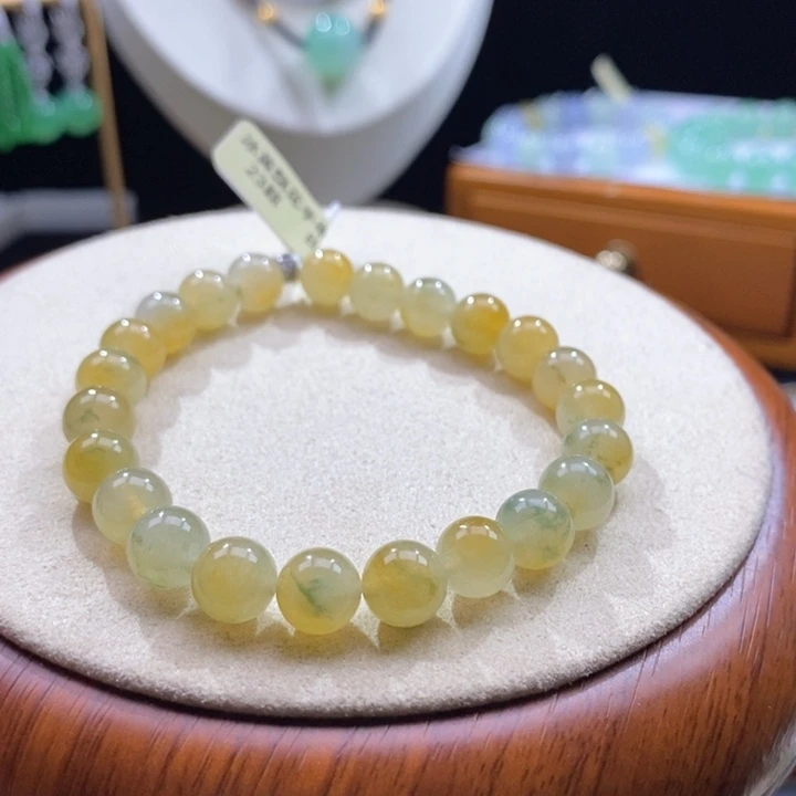 翡翠未镶嵌颈饰翡翠冰黄翡手串