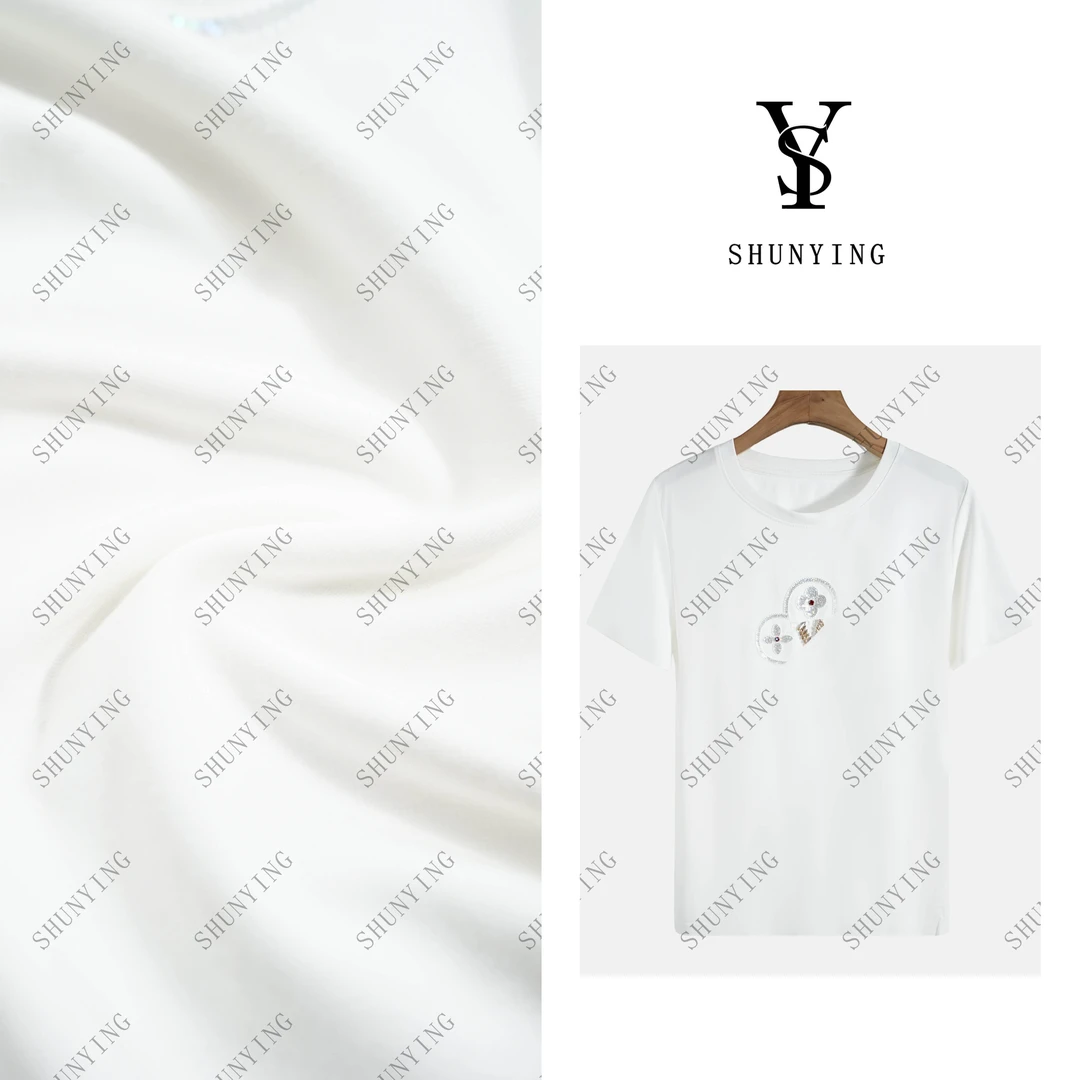 【仟娜】优雅精致~ 高级感时尚圆领宽松重工烫钻短袖T恤SY72T8051