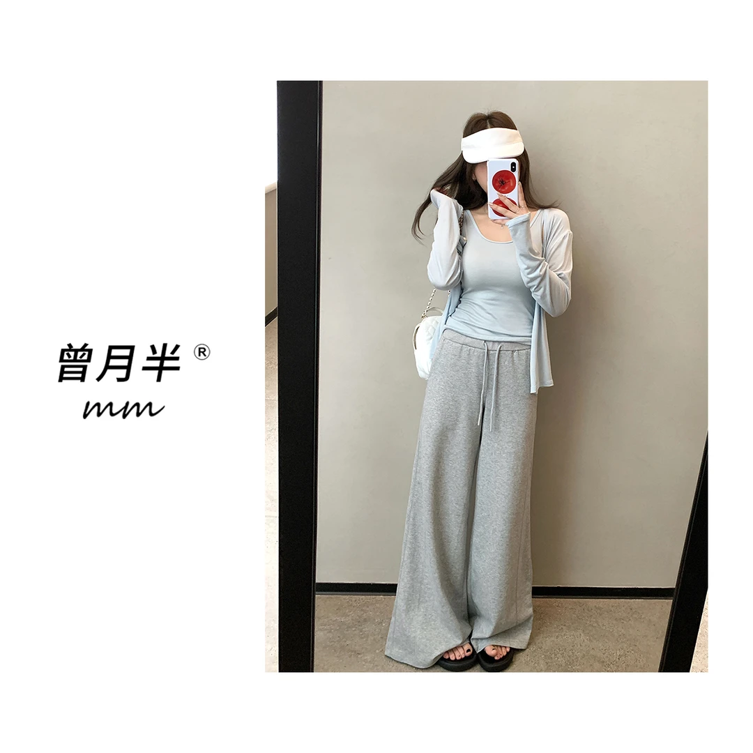 曾月半《腿长微喇裤》剪裁分割专机走线松紧系带休闲裤！zk422