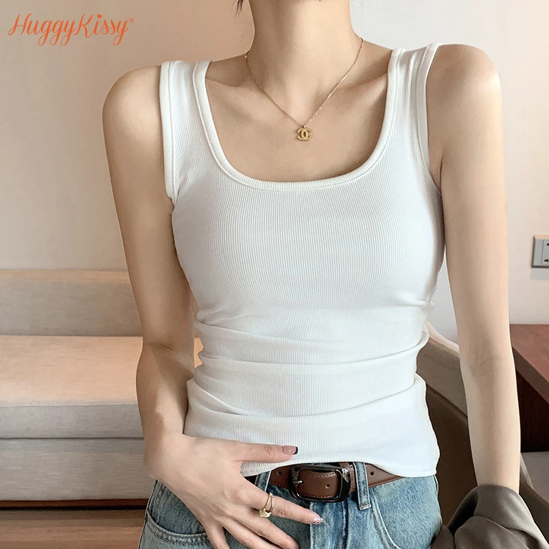 Huggy Kissy2025春夏新款防走光薄款内搭打底背心吊带休闲可外穿