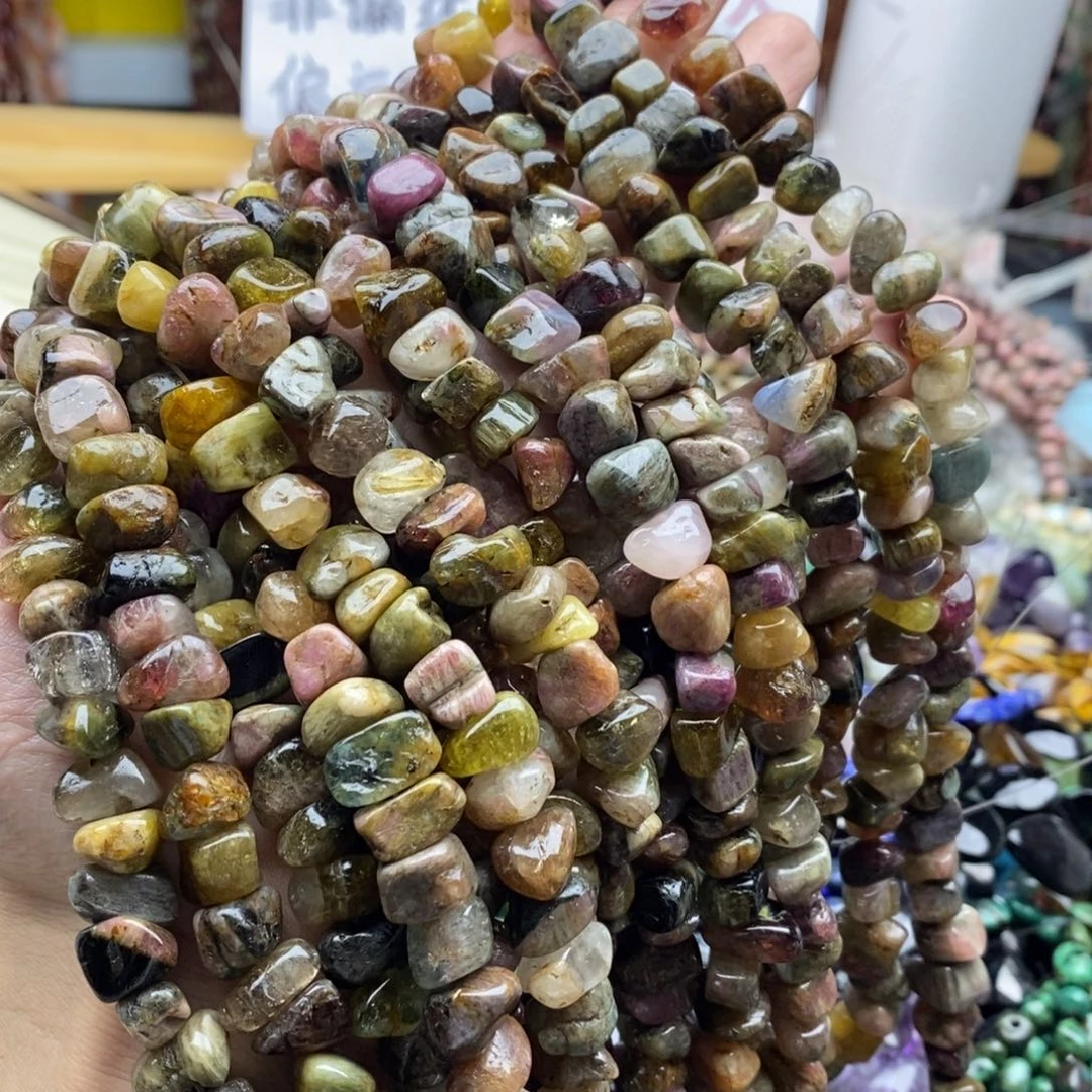 玛瑙/玉髓未镶嵌珠宝半成品一条天然碧玺原石糖果色D49