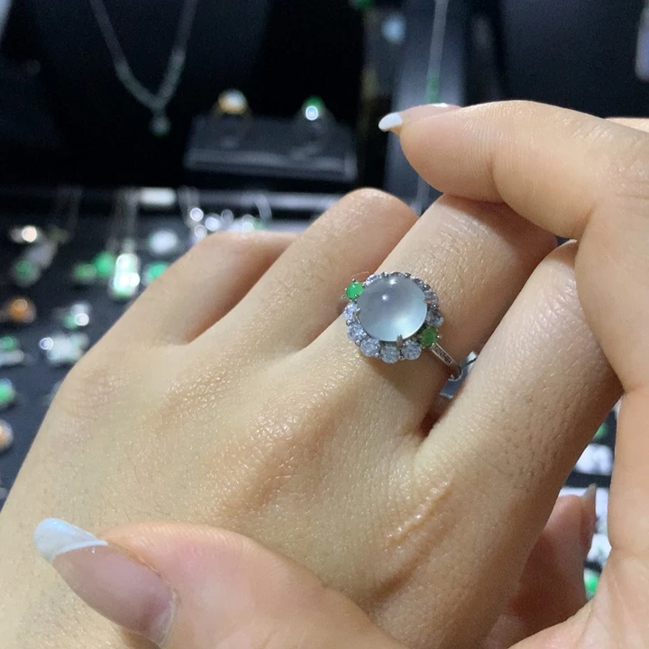 翡翠银S925镶嵌戒指