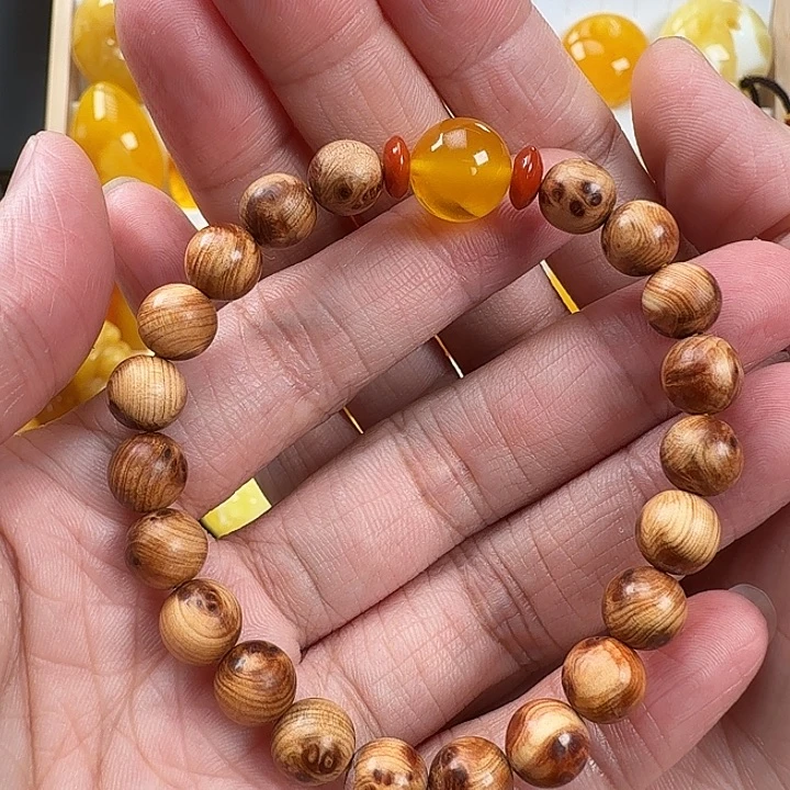 未镶嵌柏木（崖柏）手串蜜蜡