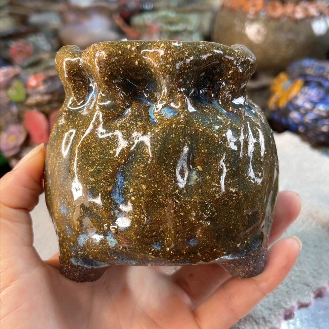 红陶粗砂陶手工花盆