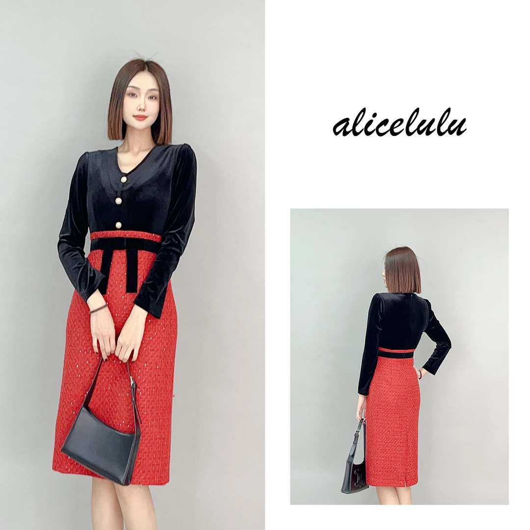 ALICE “C位女主”礼服连衣裙端庄贵气 璀璨拼色 S1032807Q