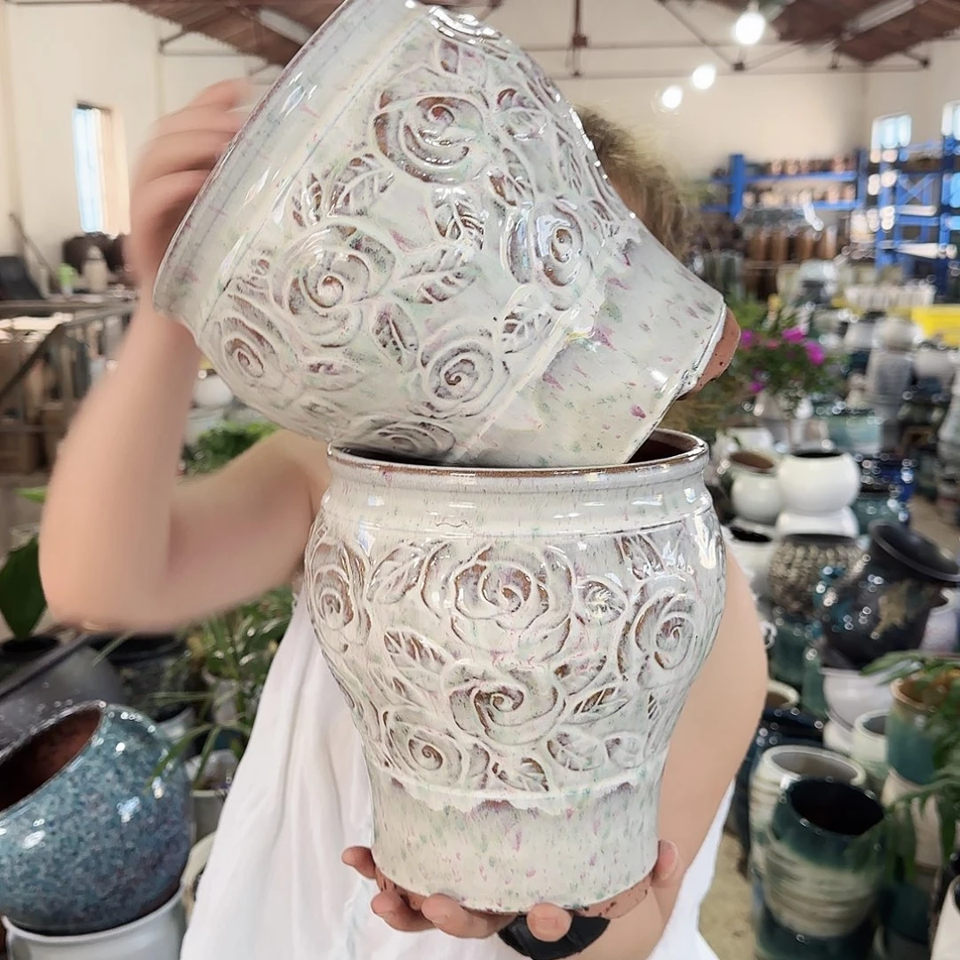 紫砂花盆高22口18