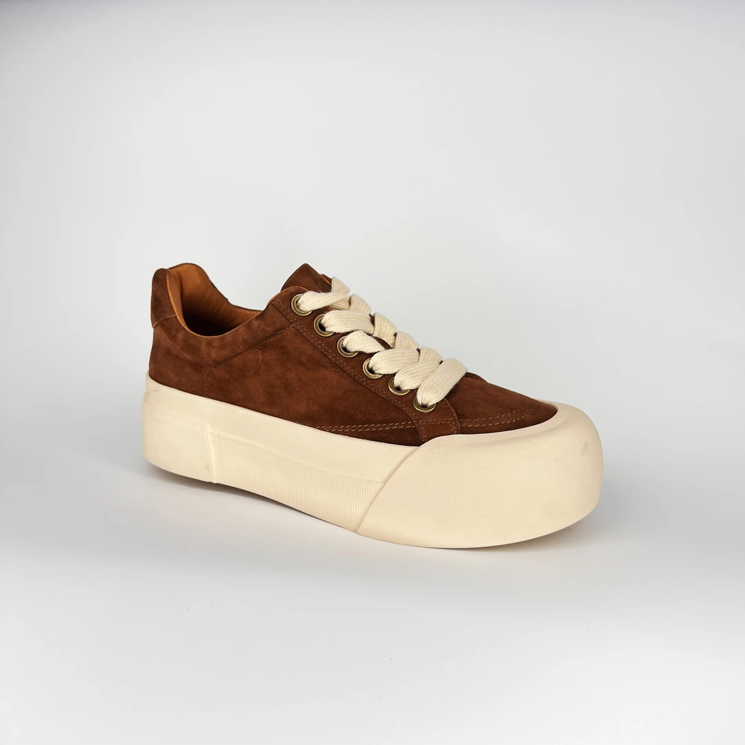 【聚新汇】2515-1秋款个性厚底时尚百搭增高真皮系带休闲板鞋休闲鞋