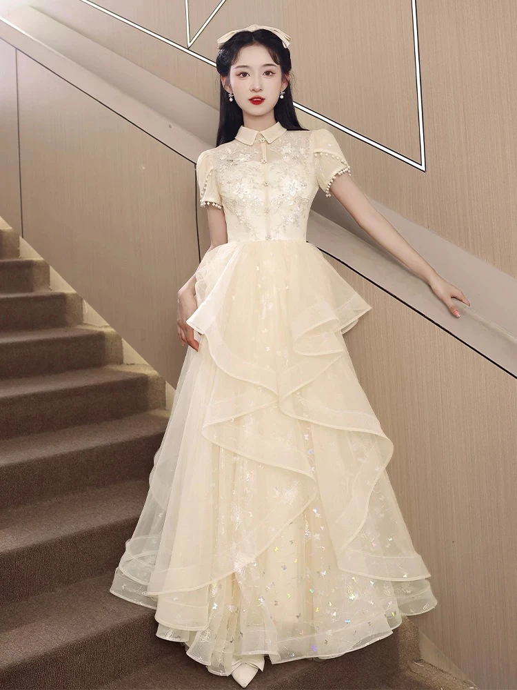 晚礼服女2025新款艺考气质长裙高端小众轻奢主持人宴会年会高级感