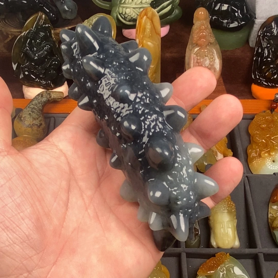 蛇纹石玉手把未镶嵌纹****今