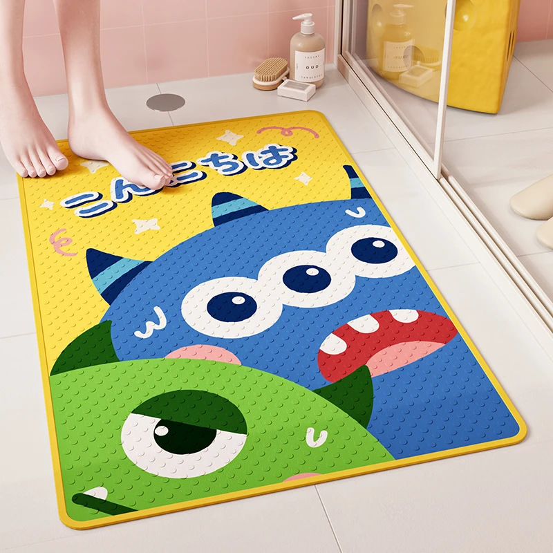 可爱多巴胺小怪兽儿童淋浴洗澡专用防滑吸盘地垫家用脚底按摩脚垫