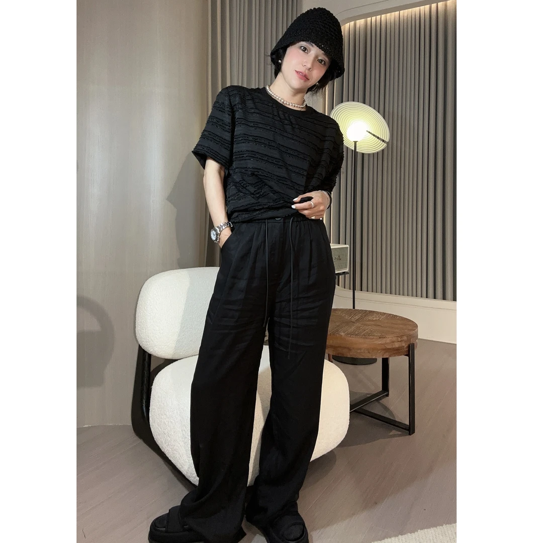 LIXIA.【凉凉裤】抽绳夏款显瘦凉凉直筒裤-6415