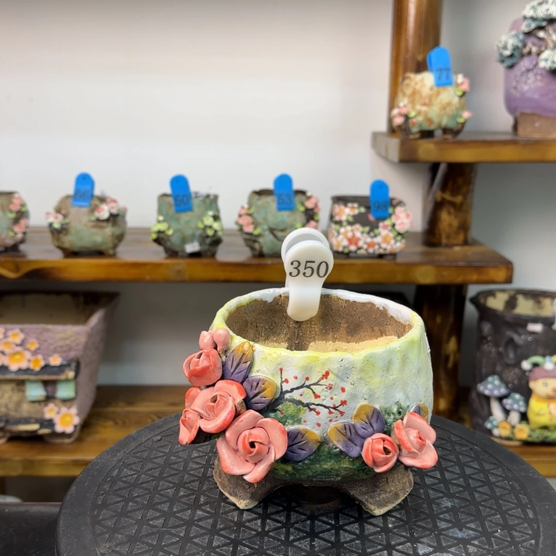 本默花器麦饭石手捏花盆