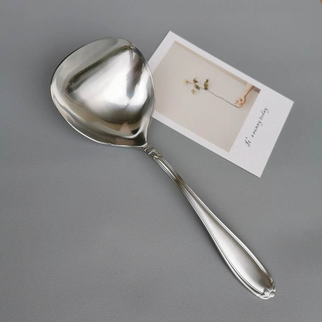 加厚18/10不锈钢深大汤勺盛汤勺子盛粥大勺公用勺304莲花分汤勺