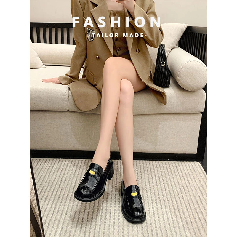 乐福鞋女英伦风2025春季新款学院日系jk单鞋黑色百搭款厚底小皮鞋