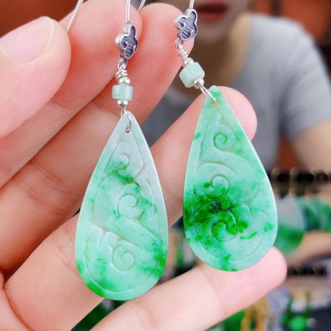 翡翠未镶嵌耳饰饰品