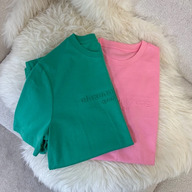 23521夏季新款纯色立体胶印宽松大版短袖T恤