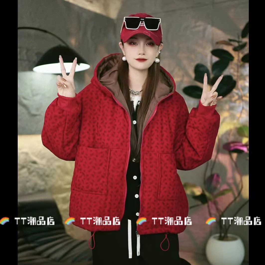 【TT潮品】冬季新款常规款时尚宽松休闲连帽棉衣女士棉服8705