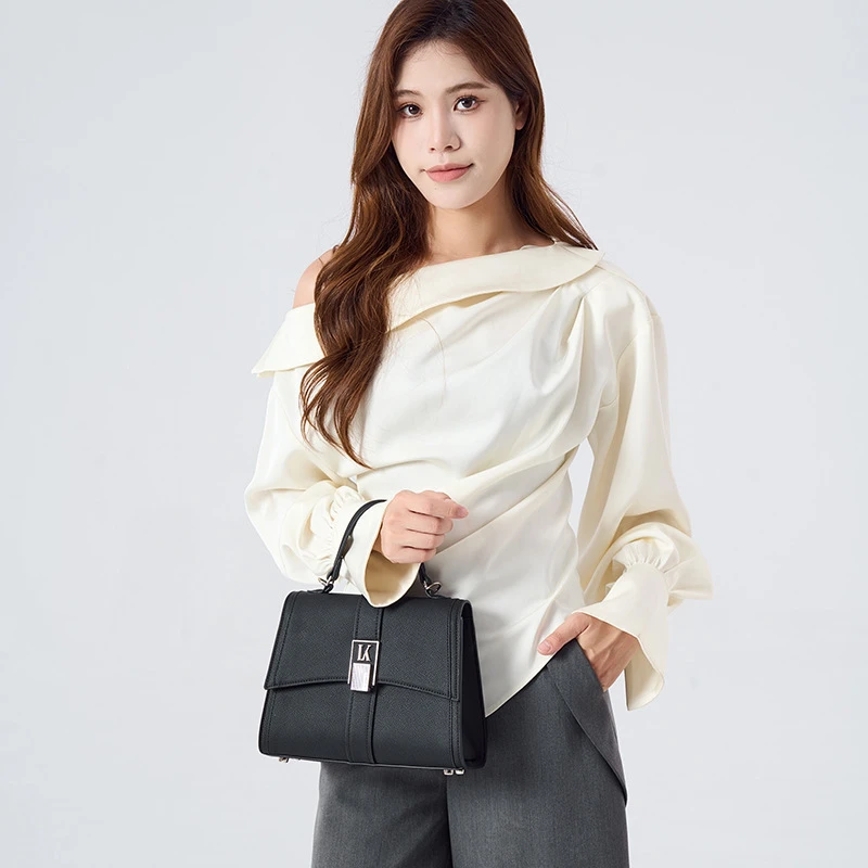 网红真皮手提包包女2025新款高级质感小方包通勤手拎包单肩斜挎包